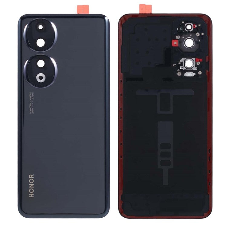 For Honor 90 REA-AN00 REA-NX9 OEM Battery Housing with Adhesive Sticker + Camera Lens Cover - Black