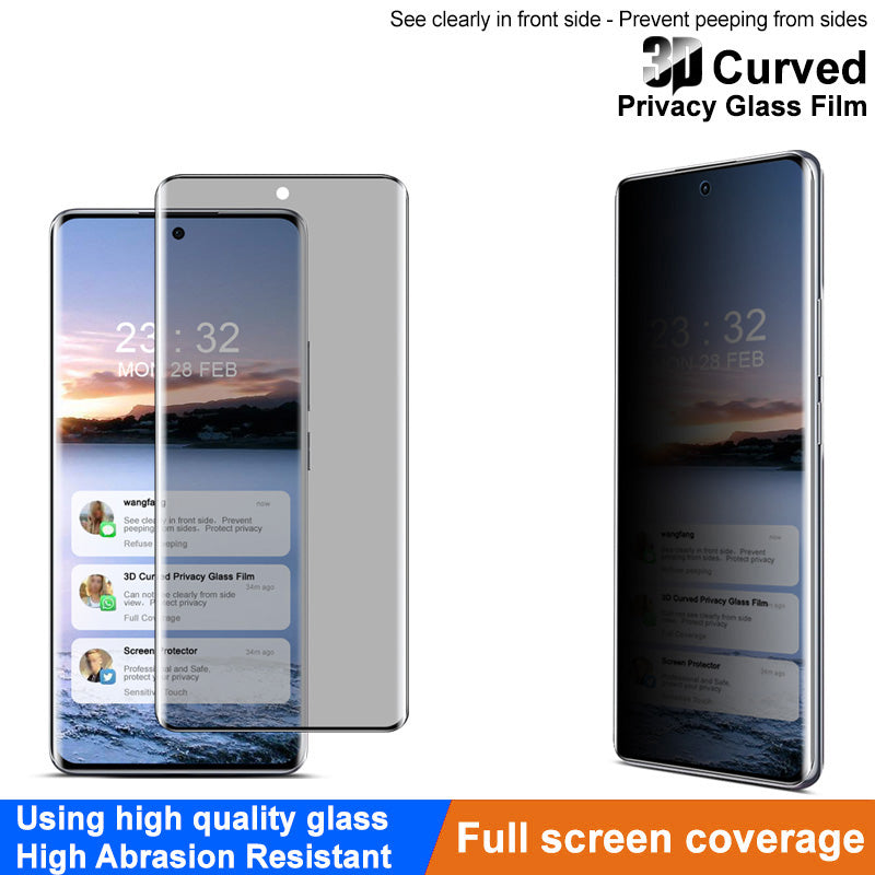 IMAK For Oppo A3 Pro 5G Tempered Glass Screen Protector 3D Curved Anti-Peep Screen Film