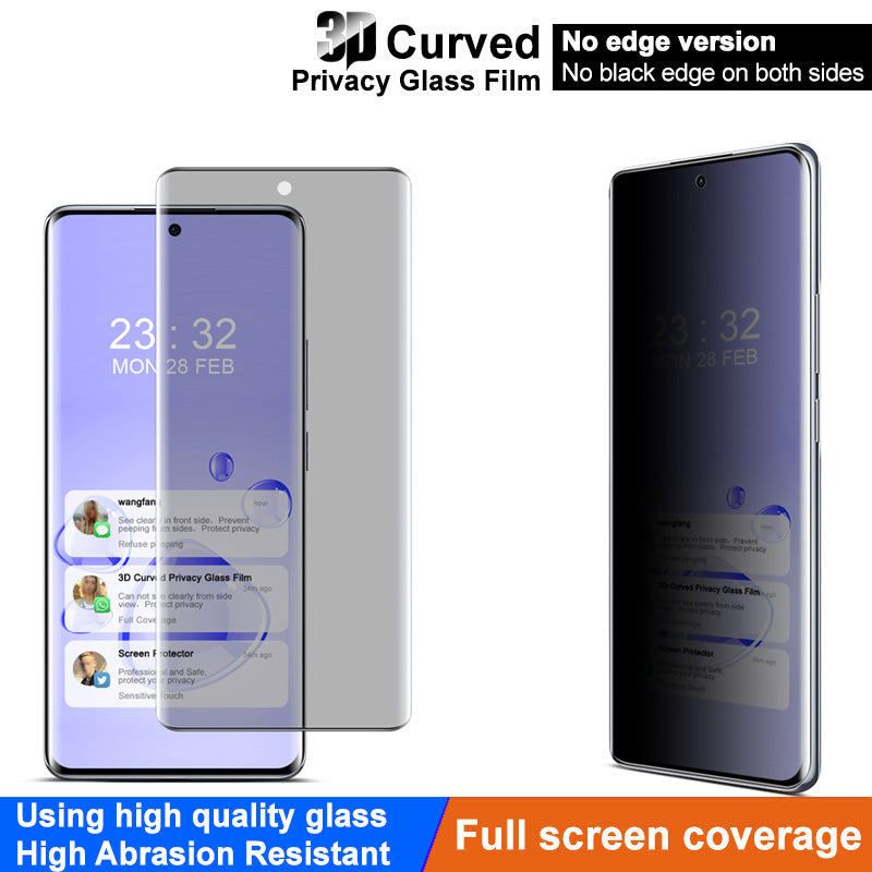 IMAK For Oppo A3 Pro 5G Anti-Spy Screen Protector 3D Curved Side Glue Film (No Edge Version)