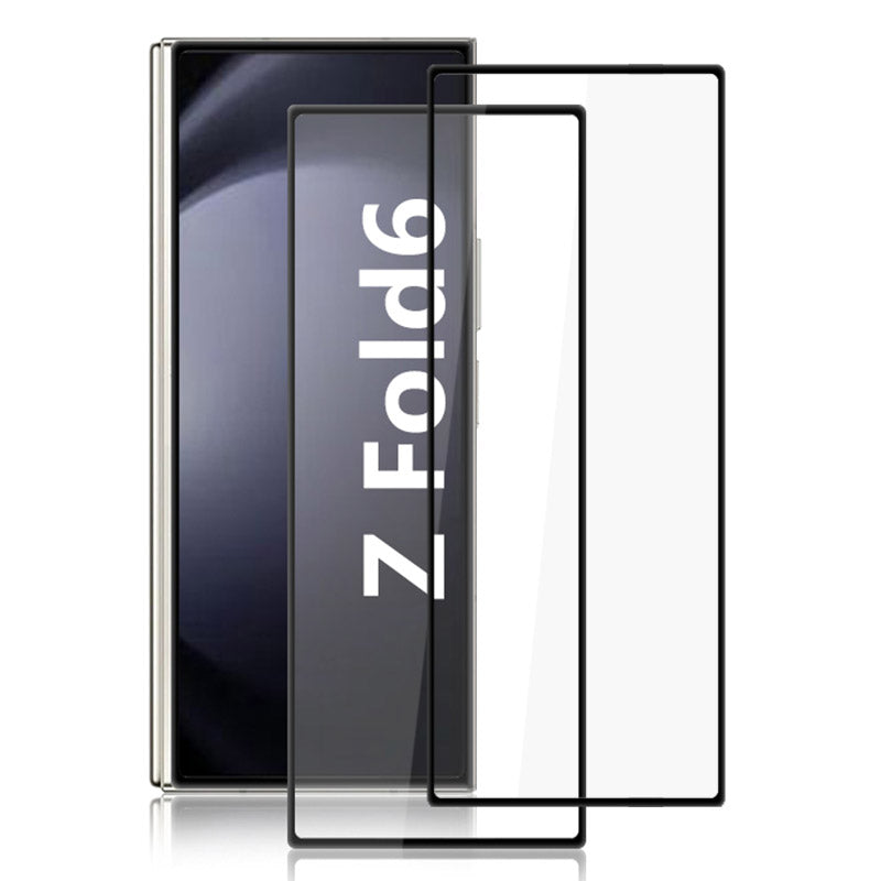 AMORUS 2Pcs For Samsung Galaxy Z Fold6 5G HD Clear Tempered Glass Screen Protector Silk Printing 9H Film - Black
