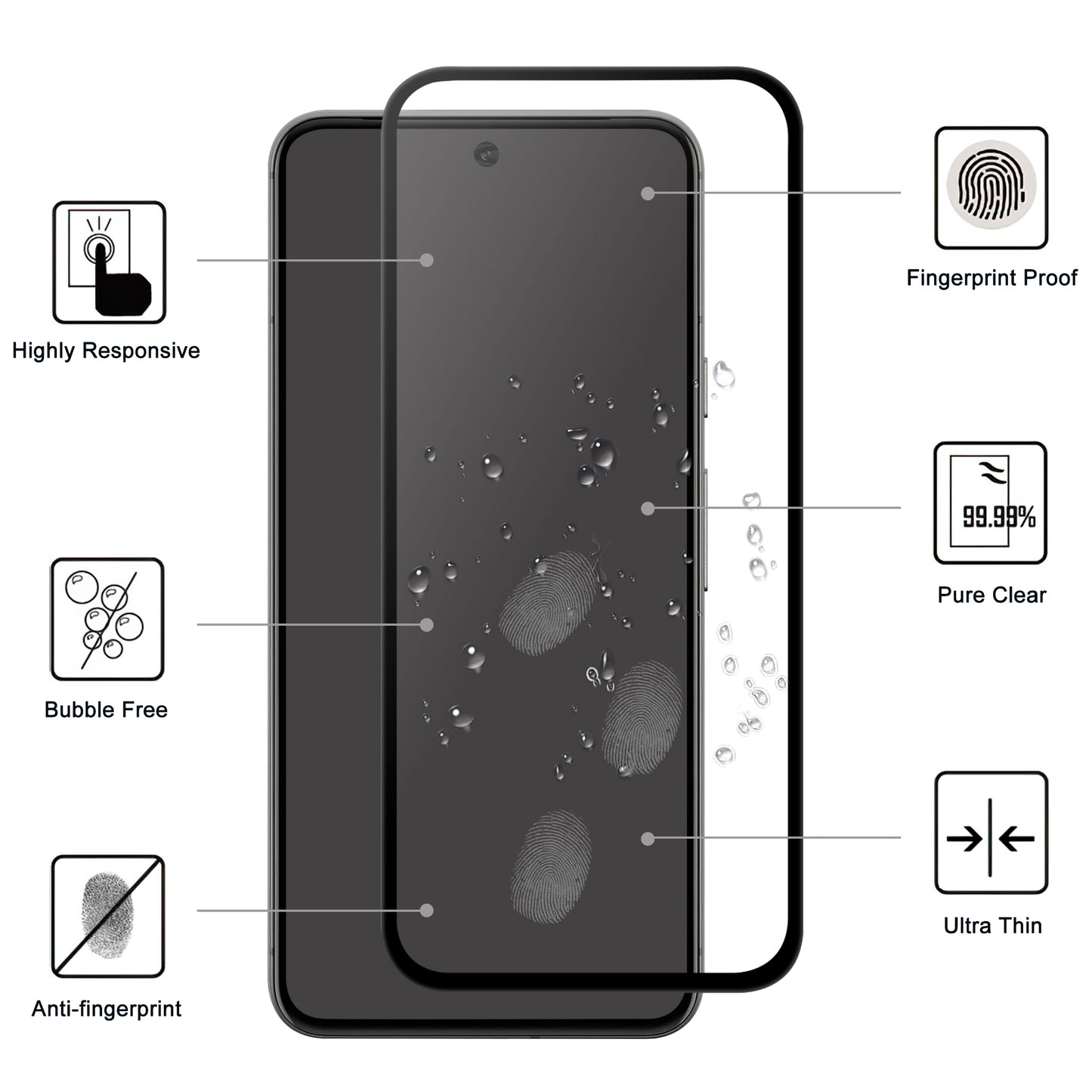 For Google Pixel 8a Screen Film Black Edge AGC Glass HD Clear Screen Protector