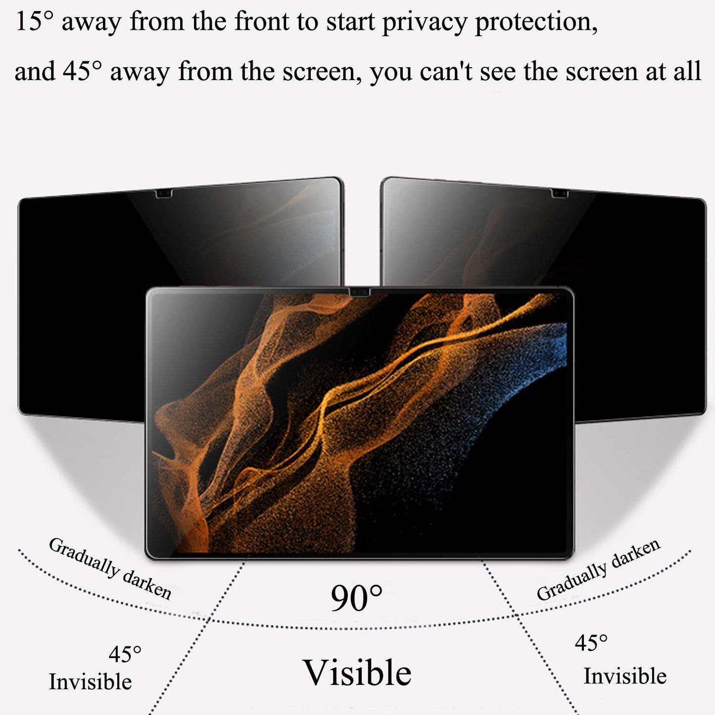 For Samsung Galaxy Tab A9 Anti-Spy Tempered Glass Screen Protector 0.3mm Arc Edge Film