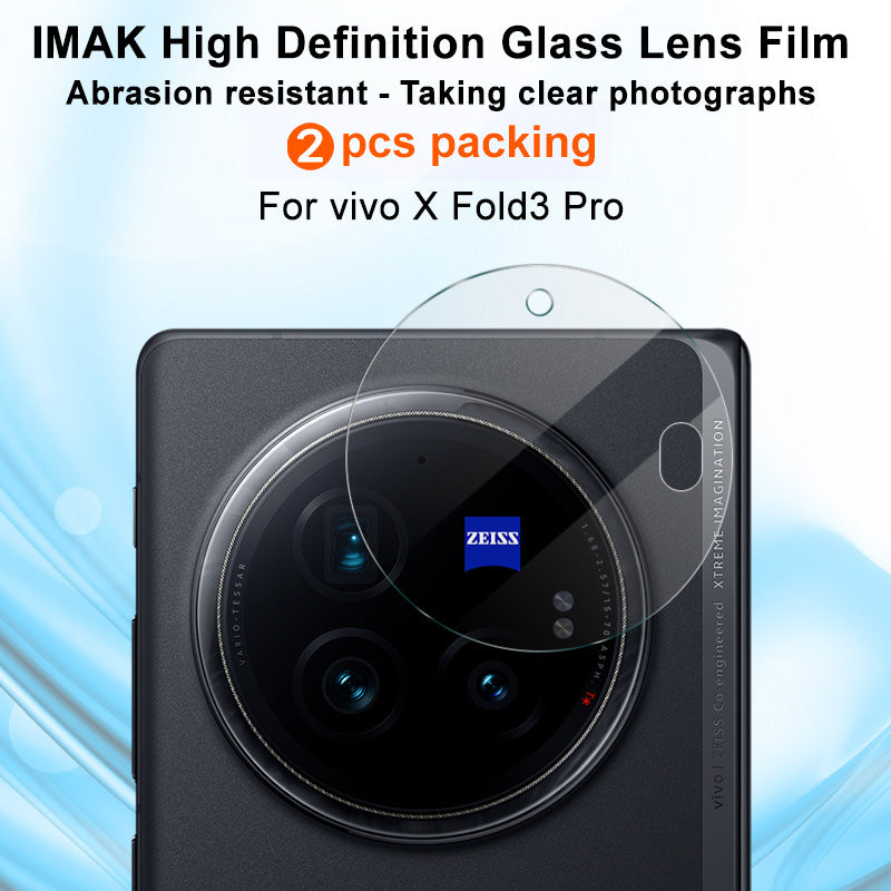 IMAK 2Pcs / Set for vivo X Fold3 Pro Rear Lens Protector Clear Tempered Glass Camera Lens Film