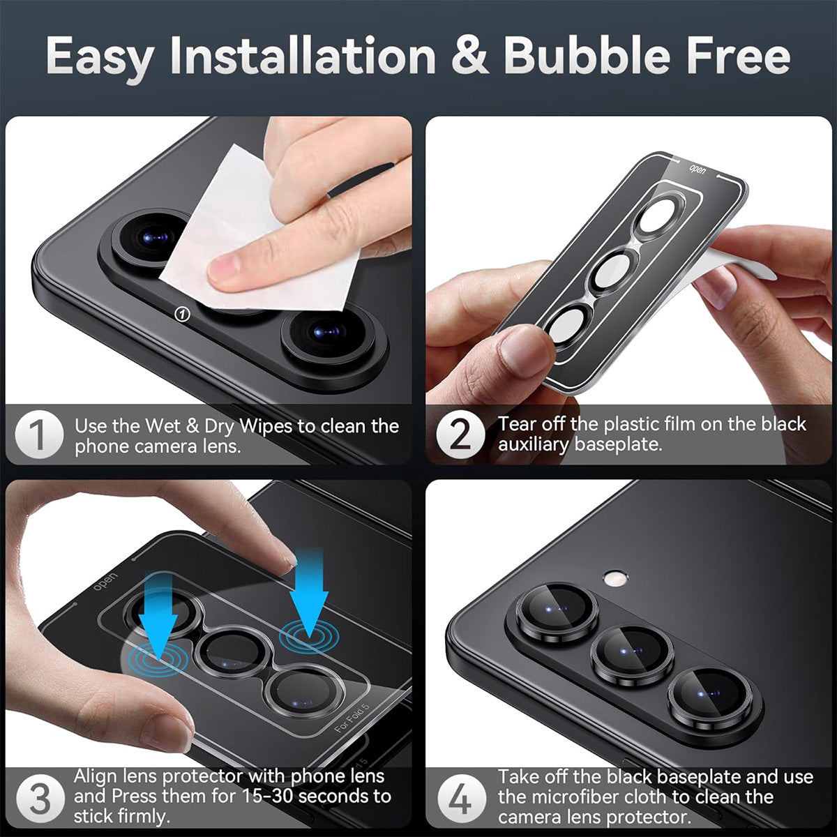 ENKAY HAT PRINCE For Samsung Galaxy Z Fold6 5G 1 Set Camera Lens Film Metal Ring Tempered Glass Lens Protector - Silver