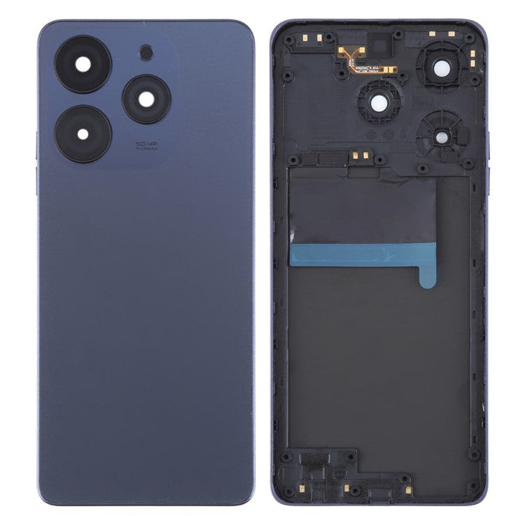 For TECNO Spark 10 Pro KI7 Back Battery Housing Cover with Camera Ring Lens Cover Spare Part - Black