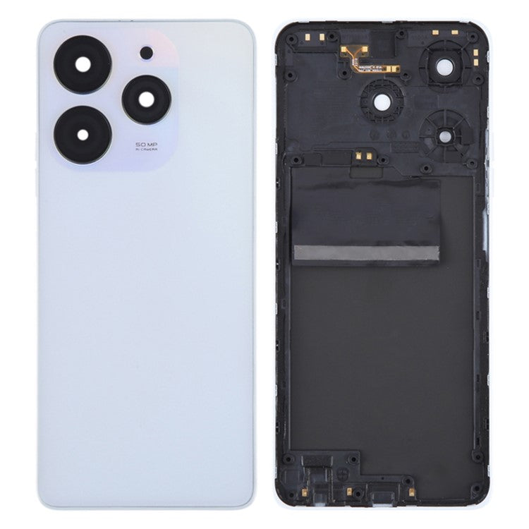 For TECNO Spark 10 Pro KI7 Back Battery Housing Cover with Camera Ring Lens Cover Spare Part - White