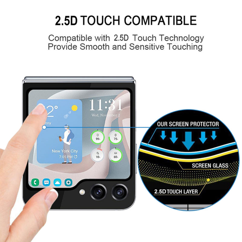 For Samsung Galaxy Z Flip6 5G Rear Small Screen Protector Silk Printing Tempered Glass Film