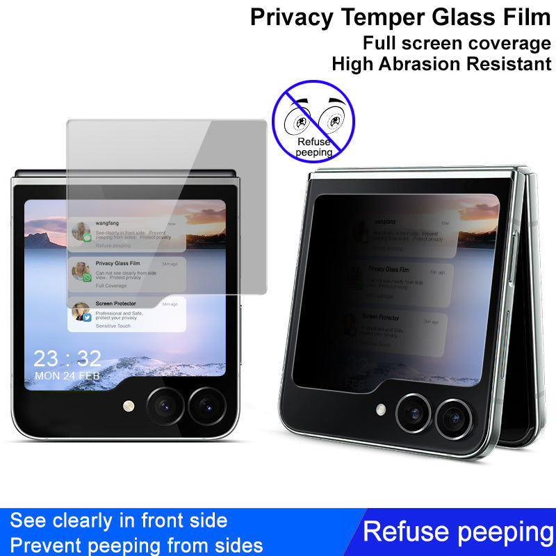 IMAK For Samsung Galaxy Z Flip6 5G Small Screen Protector Anti-Peeping Tempered Glass Front Film