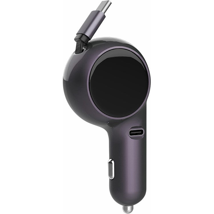 K2 PD 30W Type-C Port Phone Fast Charging Adapter Car Charger with 60W Type-C Retractable Cable