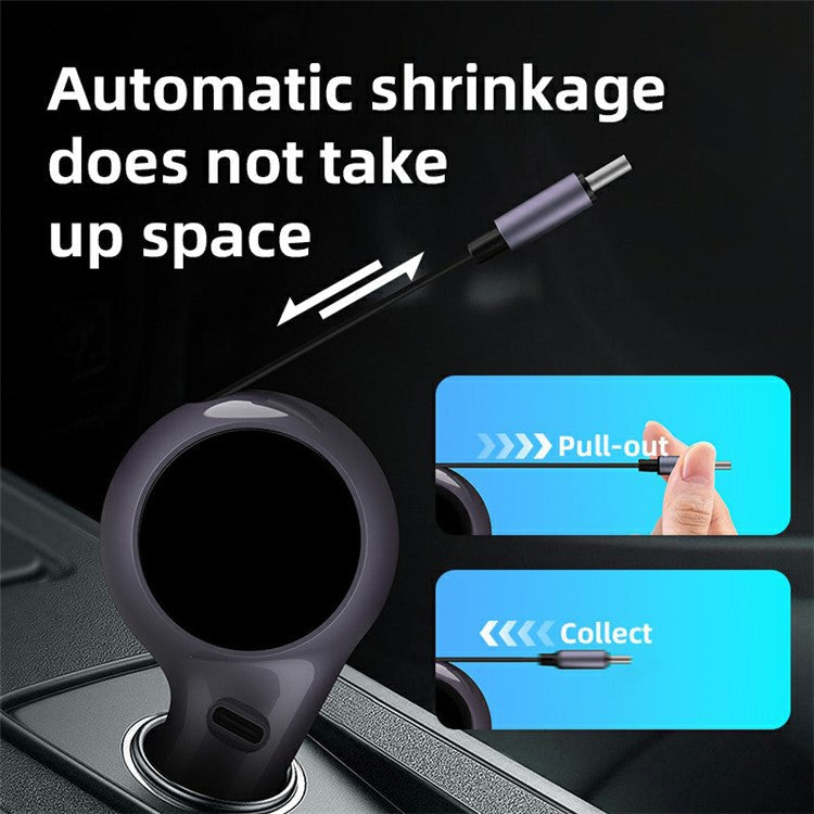 K2 PD 30W Type-C Port Phone Fast Charging Adapter Car Charger with 60W Type-C Retractable Cable