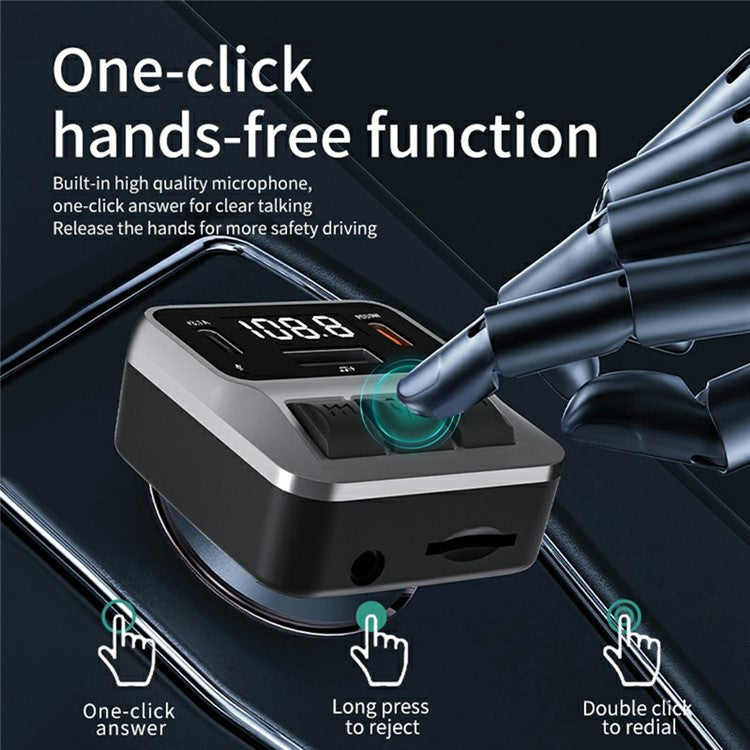 C65 Car Bluetooth FM Transmitter with Dual Type-C Port PD 30W Fast Charging Adapter