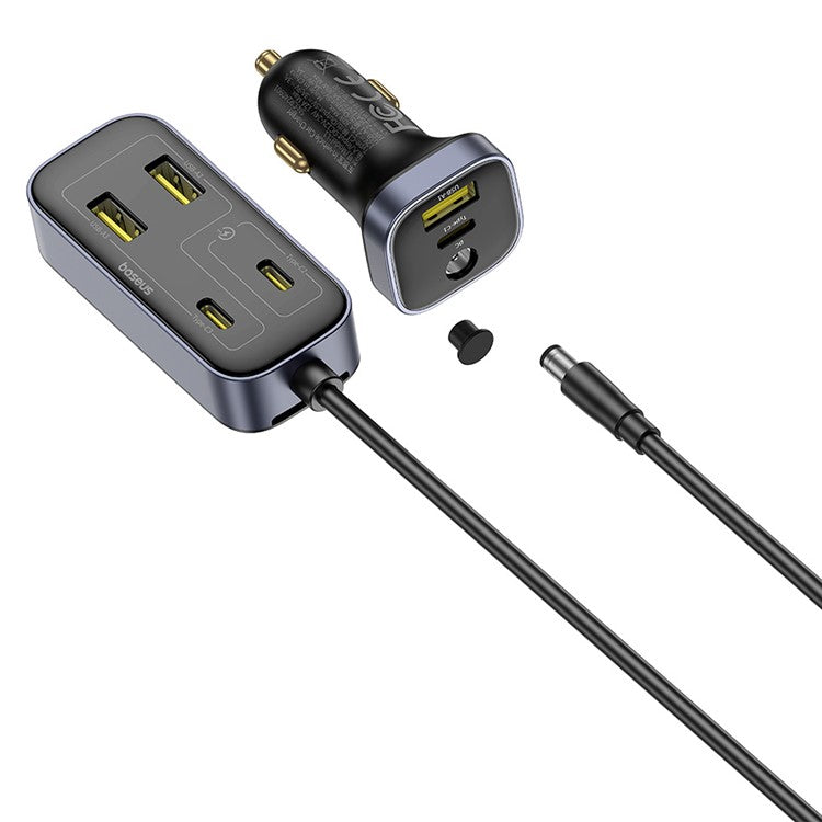 BASEUS Backseatpal L1 In-Vehicle Cigarette Lighter Car Charger 3 USB + 3 Type-C Power Strip - Black