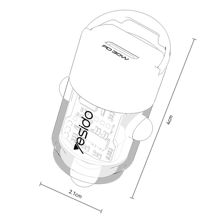 YESIDO Y67 PD 45W Type-C Mini Car Charger Fast Charging Adapter for Phones Laptops