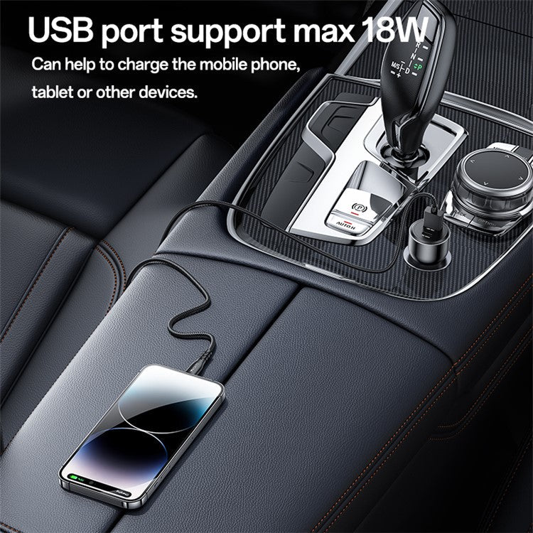 YESIDO Y65 USB+Type-C Dual Port Car Charger PD 100W + QC 18W Fast Charging Adapter