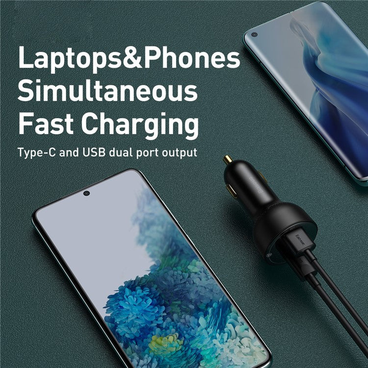 BASEUS Superme Digital Display USB+Type C Dual Port 100W Car Charger PPS QC PD 3.0 Quick Charger