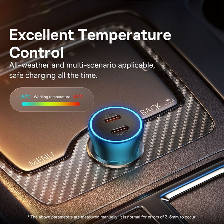 BASEUS Golden Contactor Pro 40W Max Type C + Type-C Dual Ports Fast Charging Car Charger - Navy Blue