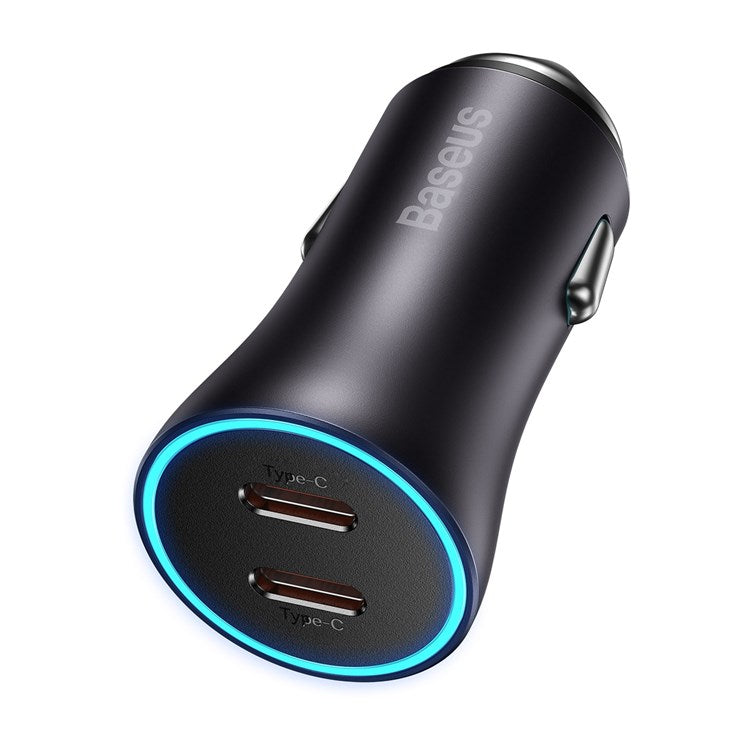 BASEUS Golden Contactor Pro 40W Max Type C + Type-C Dual Ports Fast Charging Car Charger - Dark Grey