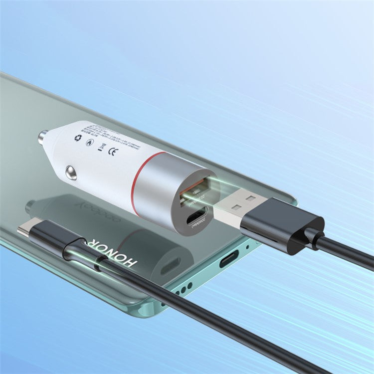 YOOBAO YB-213 42.5W Type-C + USB Car Charger Dual Port Mobile Phone Fast Charging Power Adapter
