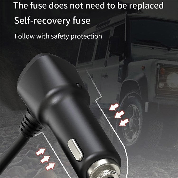 GC01 3 USB + 1 Type-C + 1 PD Port Car Charger 3 Cigarette Lighter Sockets Digital Display Charging Adapter