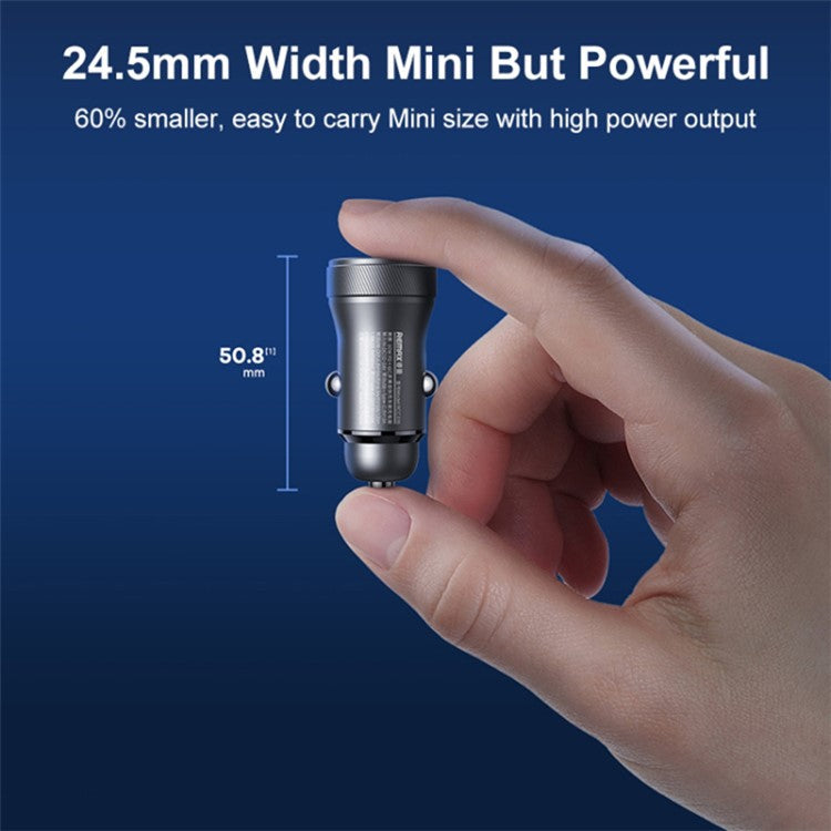 REMAX RCC335 Seaya Series USB-A + Type-C Dual Port PD 30W Fast Charging Aluminum Alloy Car Charger