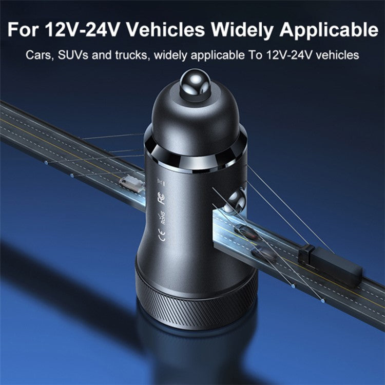 REMAX RCC335 Seaya Series USB-A + Type-C Dual Port PD 30W Fast Charging Aluminum Alloy Car Charger