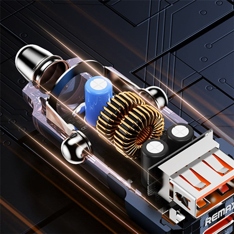 REMAX RCC360 Walking Series 75W PD+QC USB-A + Type-C Dual Port Transparent Car Charger