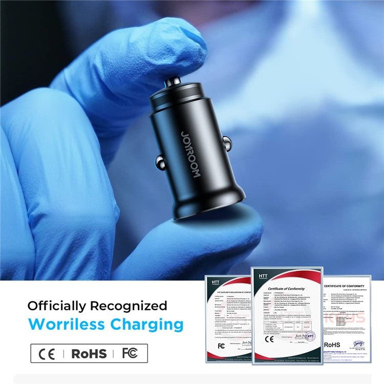JOYROOM CCN06 Mini 30W Dual Type-C Ports Aluminum Alloy Car Charger Phone PD Fast Charging Adapter