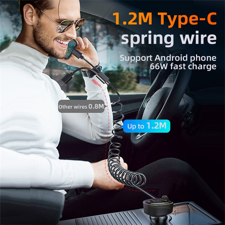 K11 USB + Type-C PD Car Charger Phone Tablet Fast Charging Adapter with Type-C / 8-Pin Charging Cable
