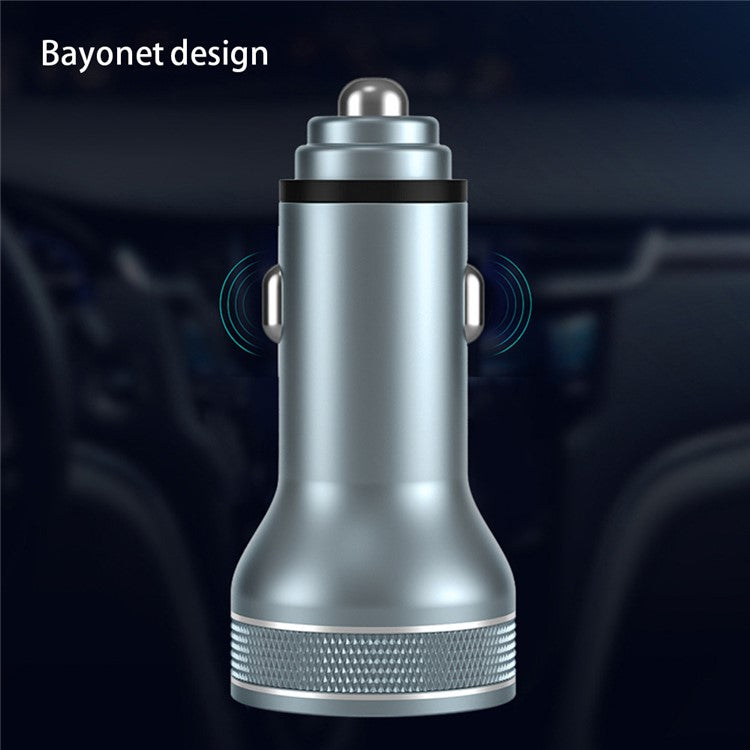 Aluminum Alloy Fast Charging Adapter USB 18W + Type-C PD 20W Mini Car Charger with Digital Display