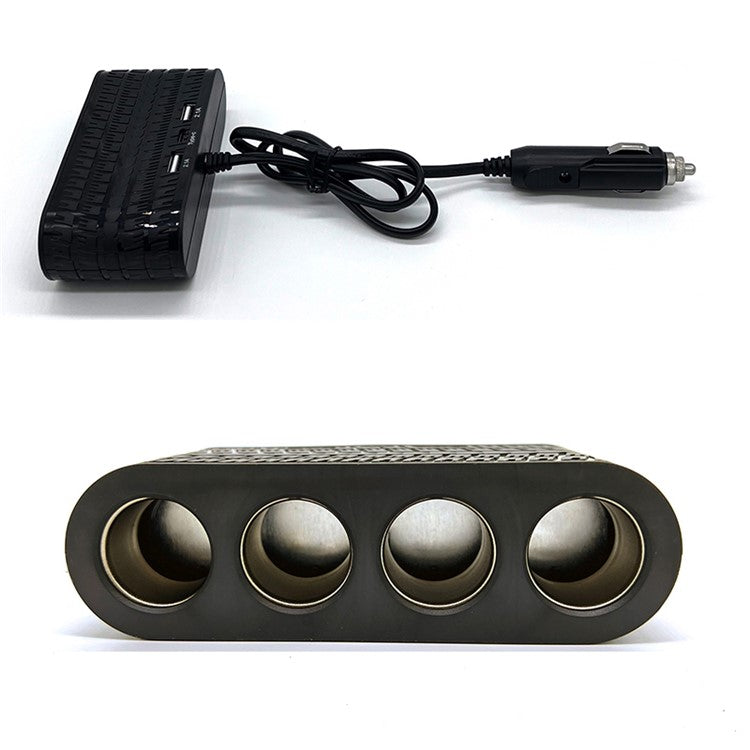 OLESSON 1654 Car Charger 4 Cigarette Lighter Sockets 2 USB + 1 Type-C Charging Adapter