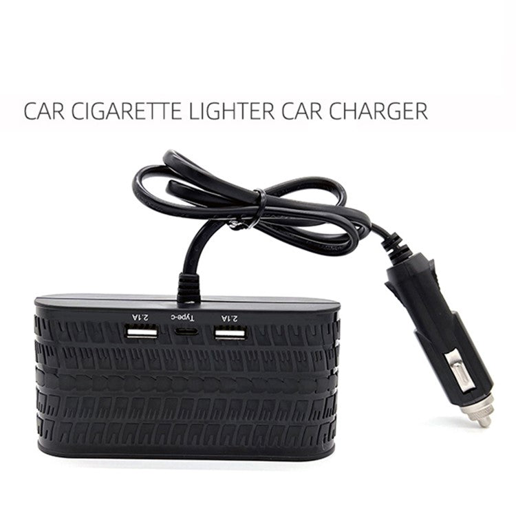 OLESSON 1654 Car Charger 4 Cigarette Lighter Sockets 2 USB + 1 Type-C Charging Adapter