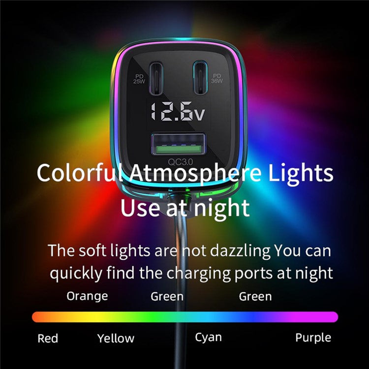 GC05 Cable Cigarette Lighter Splitter Car Charger Adapter with Multiple Type-C USB Outputs