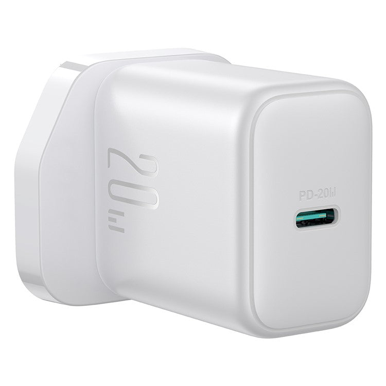 JOYROOM JR-TCF20 UK Plug PD 20W Fast Charger Type-C Wall Charger Adapter for iPhone 16-15 Series, White