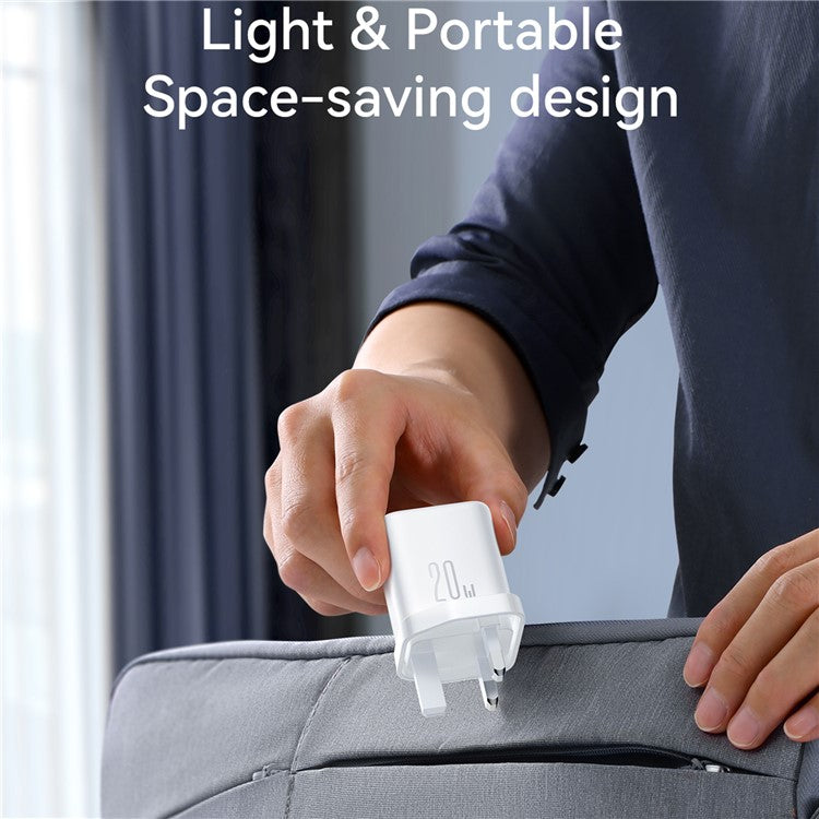 JOYROOM JR-TCF20 UK Plug PD 20W Fast Charger Type-C Wall Charger Adapter for iPhone 16-15 Series, White