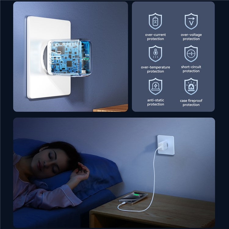 JOYROOM JR-TCF20 EU Plug PD 20W Fast Charger Type-C Charger Adapter for iPhone 16-15 Series - White