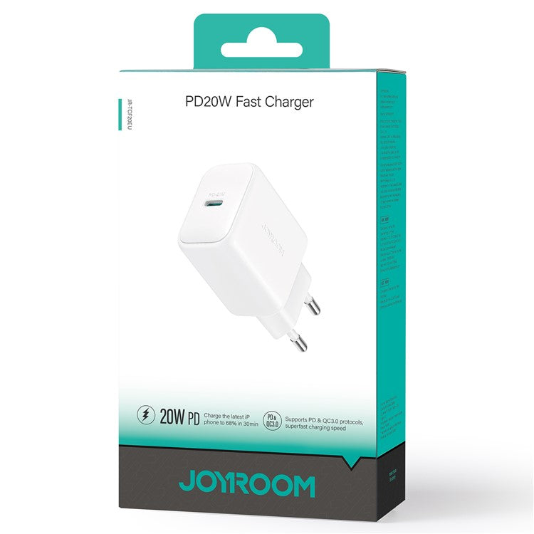 JOYROOM JR-TCF20 EU Plug PD 20W Fast Charger Type-C Charger Adapter for iPhone 16-15 Series - White
