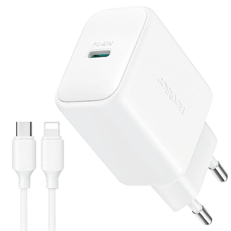 JOYROOM JR-TCF20 Mini PD 20W Quick Charger Travel Power Plug Adapter with Type-C to 8-Pin Cable, EU Plug