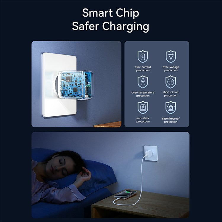 JOYROOM JR-TCF20 Mini PD 20W Quick Charger Travel Power Plug Adapter with Type-C to 8-Pin Cable, EU Plug