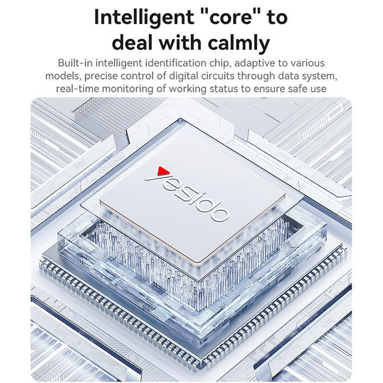 YESIDO YC52 30W EU Plug 3-Port Fast Charging Adapter Wall Charger with Type-C to iP Cable - Black