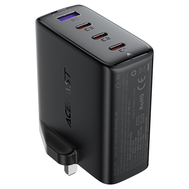 ACEFAST A97 PD 100W GaN Charger Adapter 3 Type-C+USB-A Wall Charger (UK Plug)