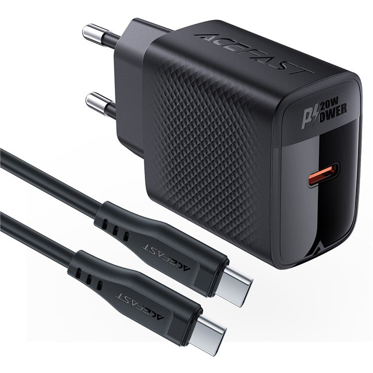 ACEFAST A82 PD 20W GaN Single USB-C Charger Set (P5) with 1.2m Type-C to Type-C Cable (EU Plug)