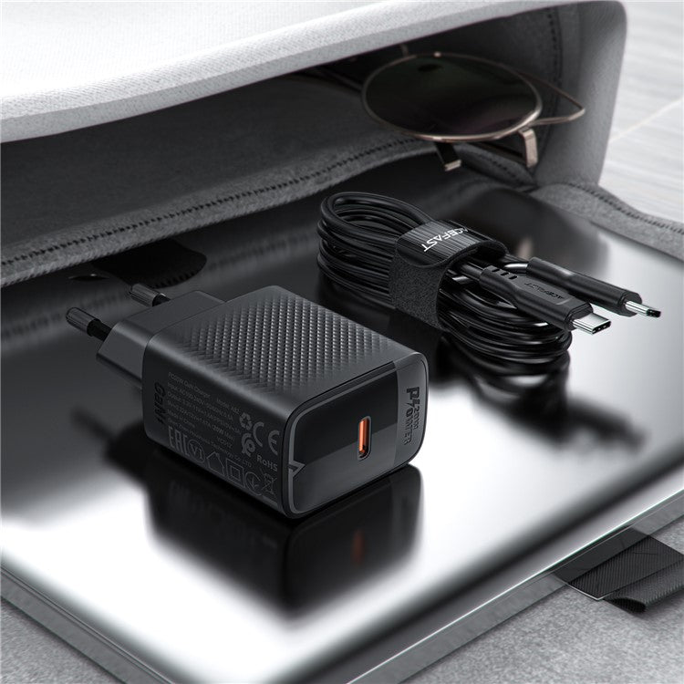 ACEFAST A82 PD 20W GaN Single USB-C Charger Set (P5) with 1.2m Type-C to Type-C Cable (EU Plug)