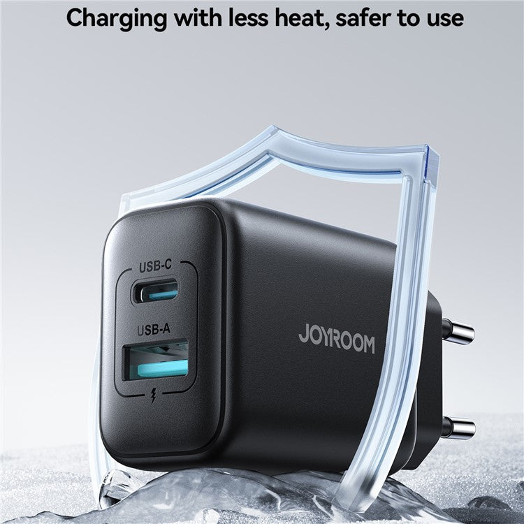 JOYROOM JR-TCF13 Phone Charger Type-C + USB-A Dual Port 25W Fast Charging Adapter for iPhone 16-15 Series , EU Plug