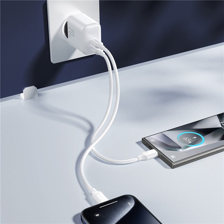 JOYROOM JR-TCF12 20W Fast Charger Dual Type-C Wall Charger Adapter for iPhone 16-15 Series, EU Plug