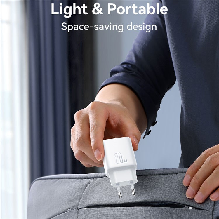 JOYROOM JR-TCF21 20W Fast Charger Type-C + USB-A Dual Port Power Adapter for iPhone 16-15 Series - EU Plug