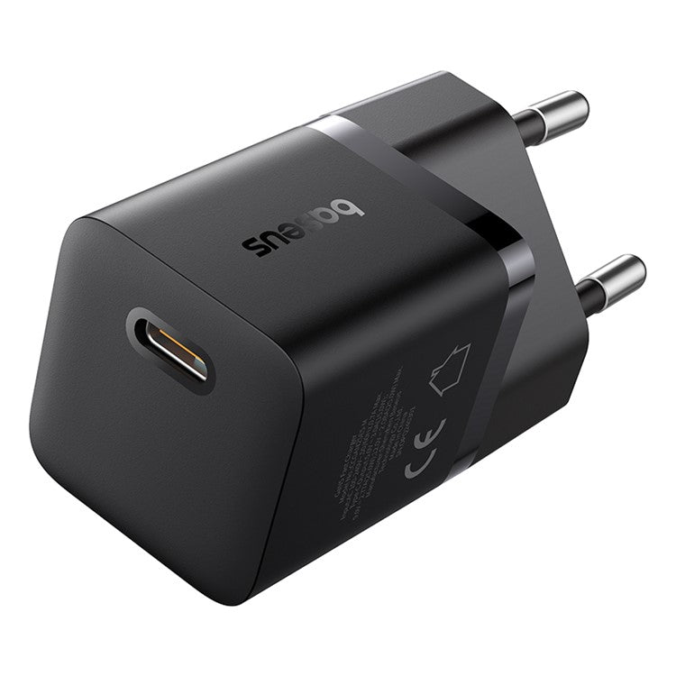 BASEUS GaN5 Fast Charger 25W Type-C Port Wall Charging Adapter (Mini), EU Plug - Black