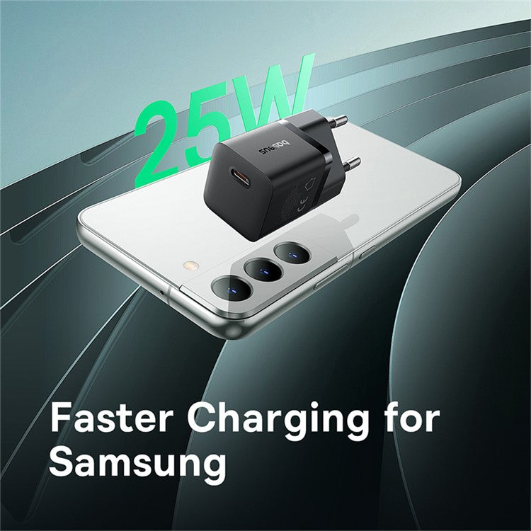 BASEUS GaN5 Fast Charger 25W Type-C Port Wall Charging Adapter (Mini), EU Plug - Black