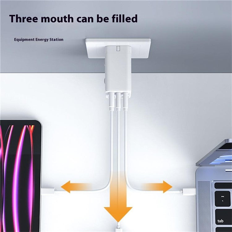 TGVI's Universal Travel Adapter GaN 65W Fast Charger with 1 USB-A + 2 Type-C Ports - White