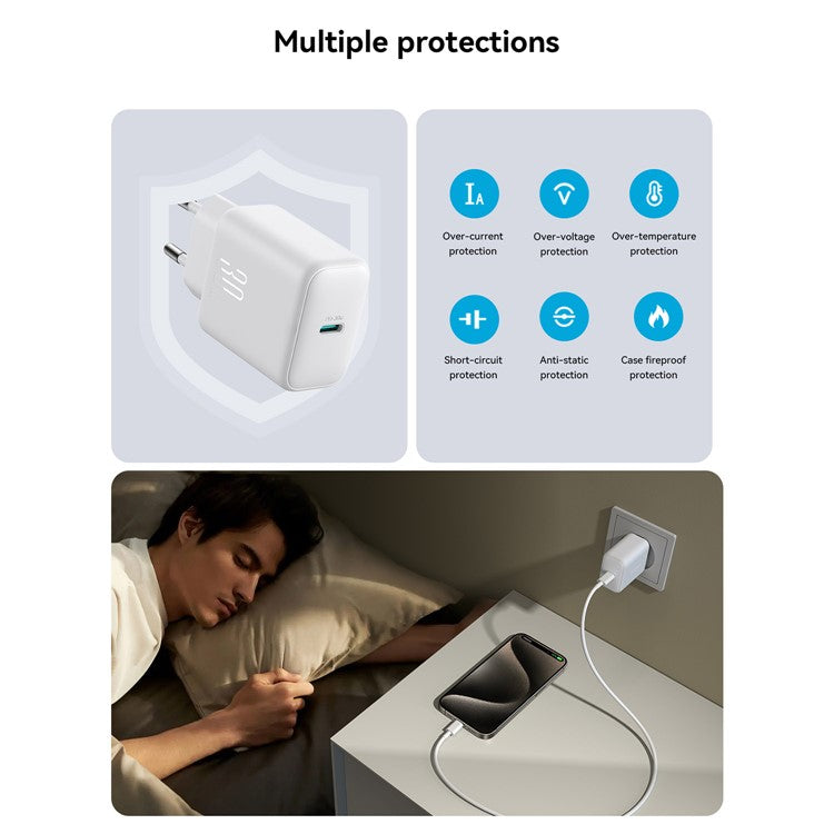 JOYROOM JR-TCF24 PD 30W Fast Charging EU Plug Charger with 1m Type-C to Type-C Data Cable