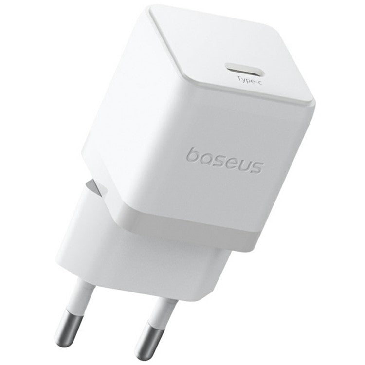BASEUS Palm Fast Charger 20W Type-C Single Port Power Adapter EU Plug with 1m 60W Type-C Cable - White